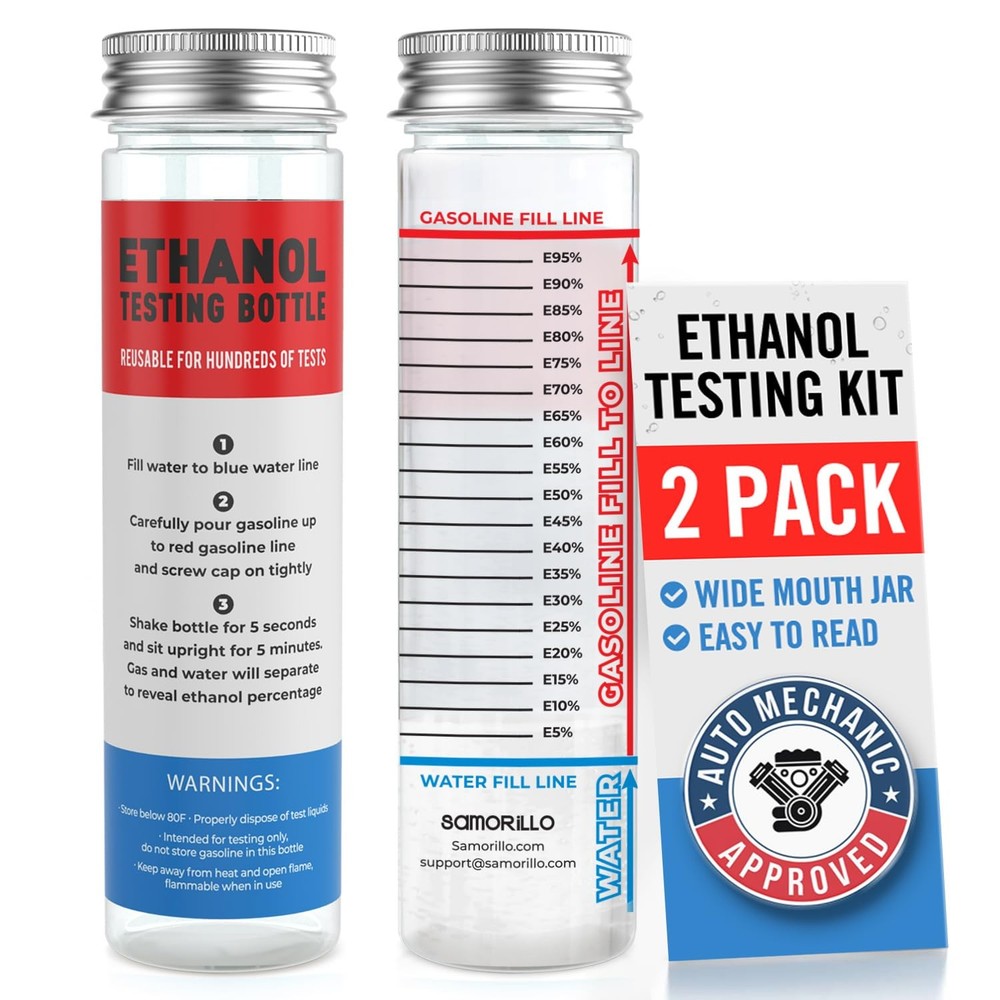 [2-Pack] Reusable Ethanol Testing Kit - Wide Mouth Fuel Test Bottle for E85...