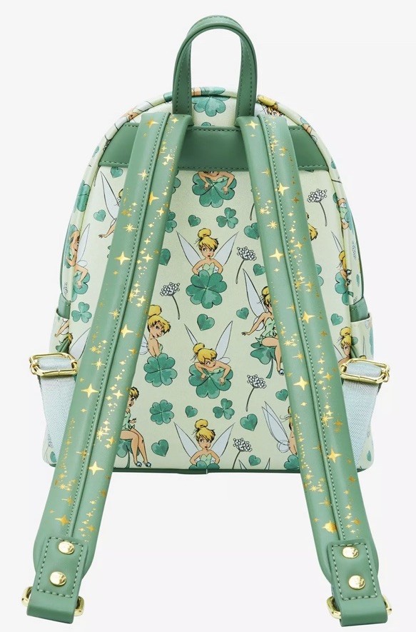 Loungefly Disney Peter Pan Tinker Bell Clover All-Over Print Mini Backpack