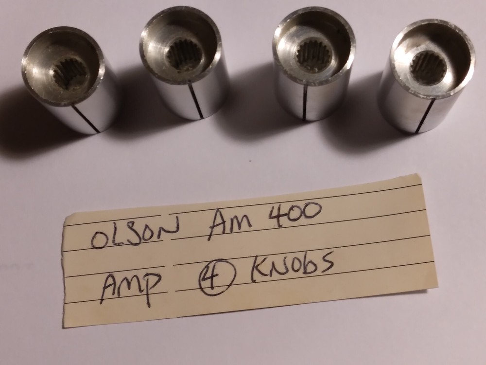 4 Original Knobs for Olson Electronics AM 400 Amplifier. 4 Original Metal knobs