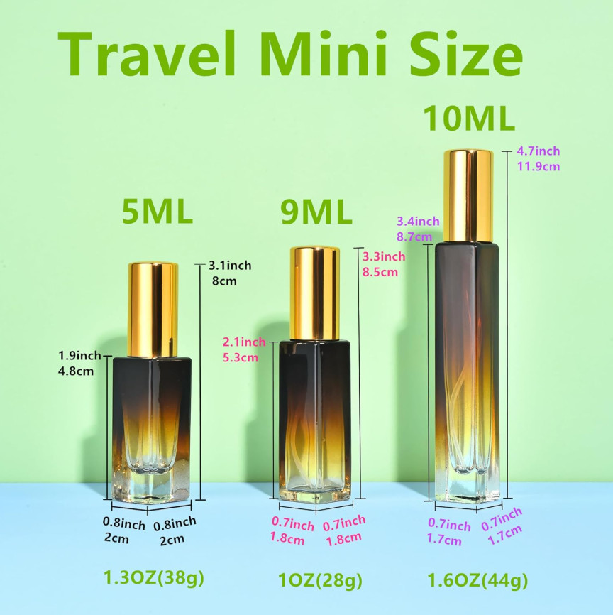 3pcs 5ml Refillable Glass Perfume Spray Bottles Mini Travel Atomizer Leakproof