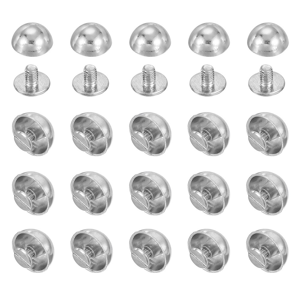 5/8" Dome Spikes Studs, 20 Sets Nailhead Screw Back Rivets for Craft, Silver