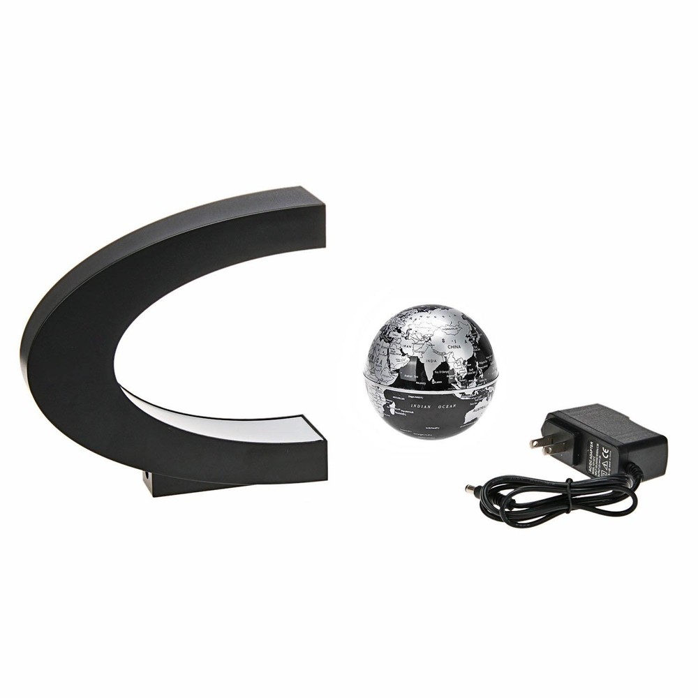 Floating Globe with LED Lights C Shape Magnetic Levitation Globe World Map
