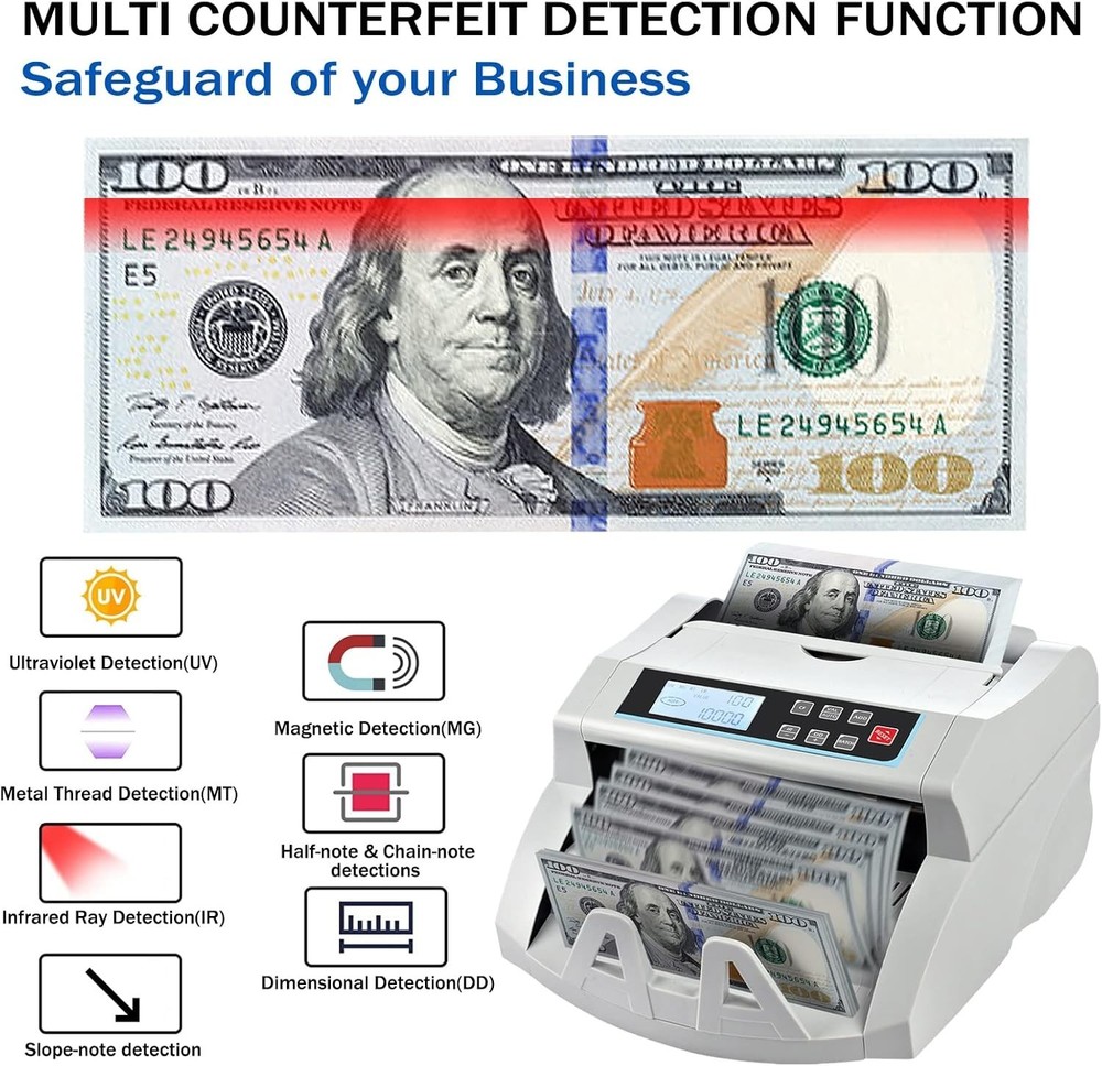 Efficient Money Counter Machine with Multi-Currency Detection & LCD Display