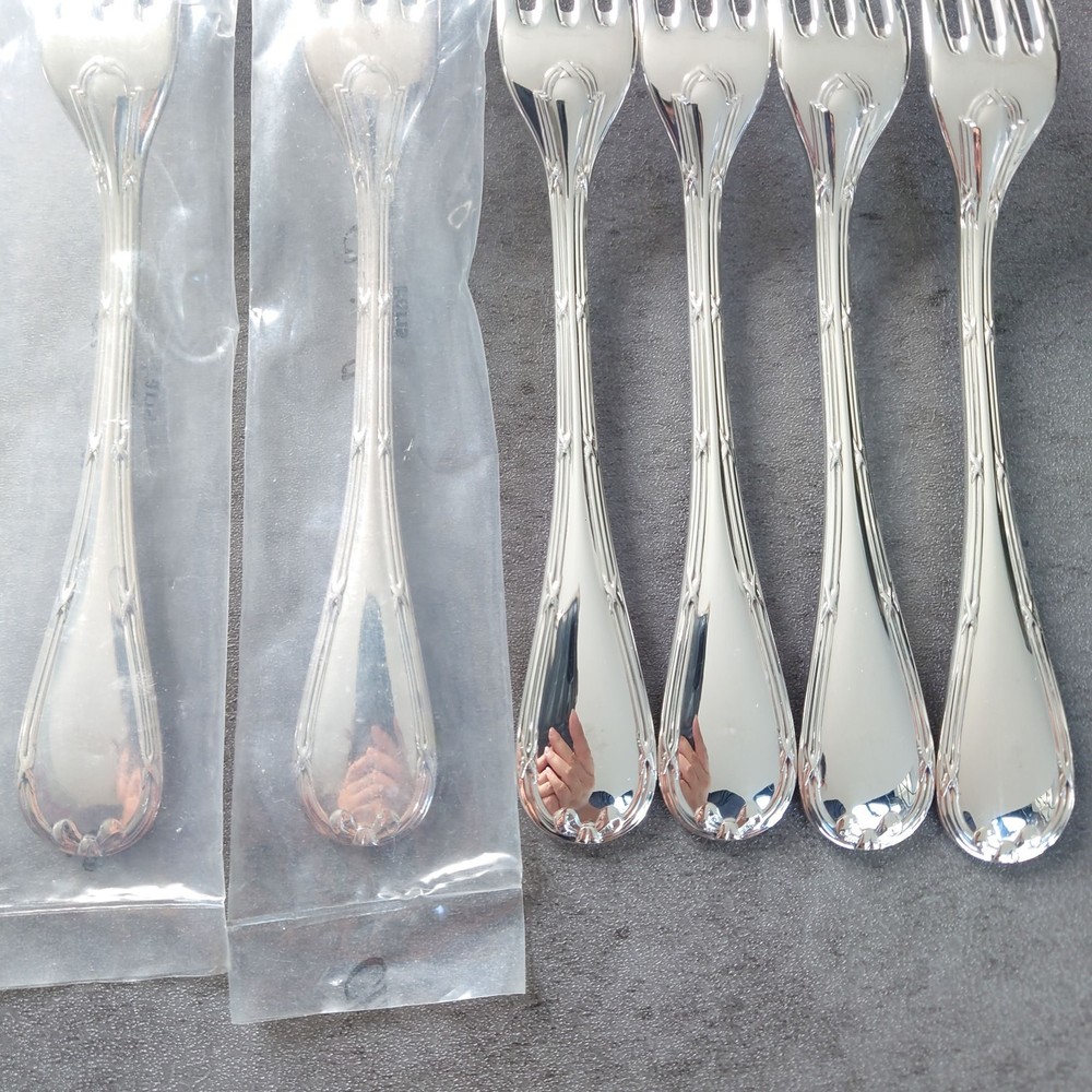 Christofle Rubans Silverplated Flatware Dessert Fork 6pcs Near MINT