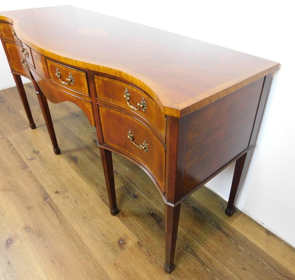 72" Lloyd Buxton Mahogany Serpentine Front Sideboard/Buffet Cabinet
