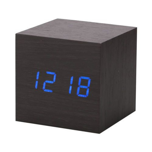 New Modern Wooden Wood Digital LED Desk Alarm Clock Thermometer Timer Calendar