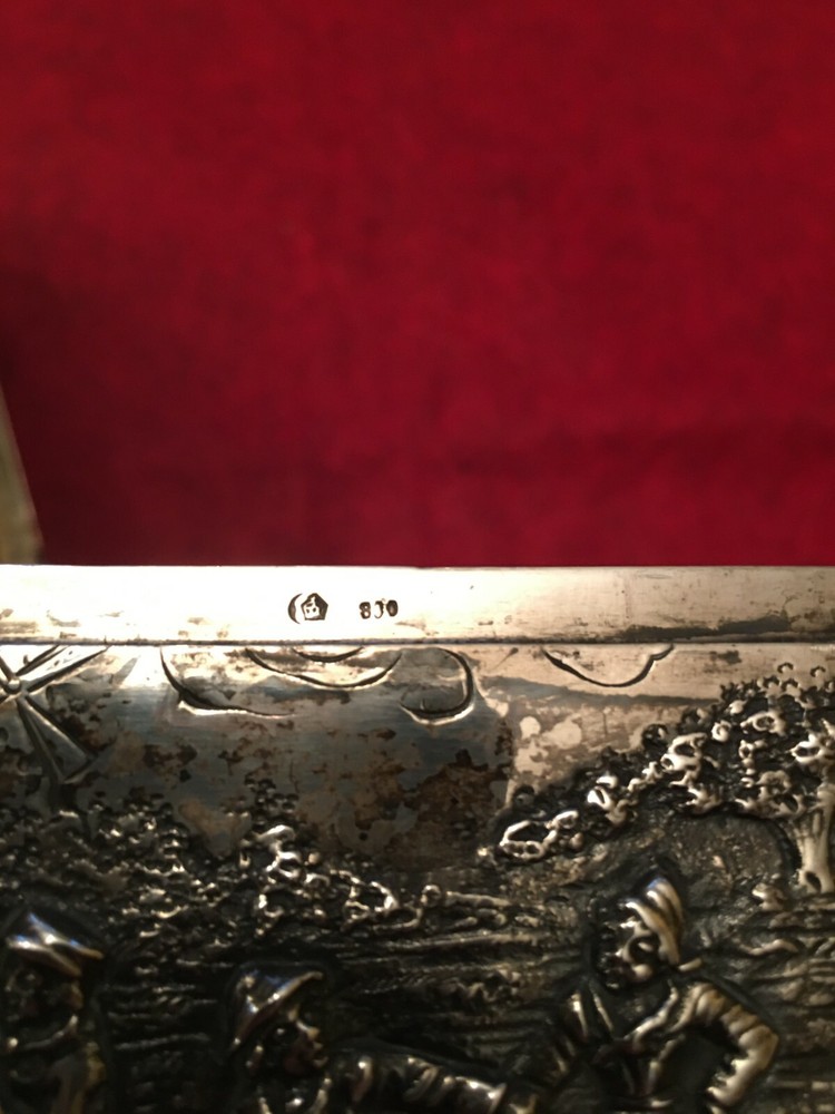 Antique .800 Silver Repousse Dutch/German Trinket Box