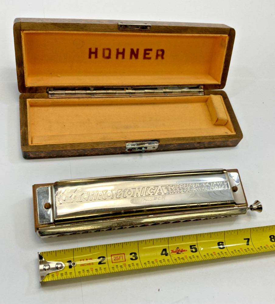 Vintage M. Hohner 64 Chromonica 4 Germany Harmonica In Case