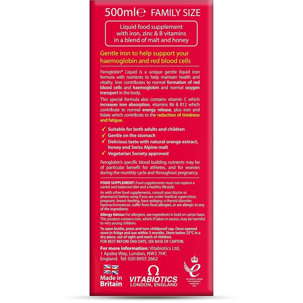 Vitabiotics Organic Feroglobin Liquid 500ml