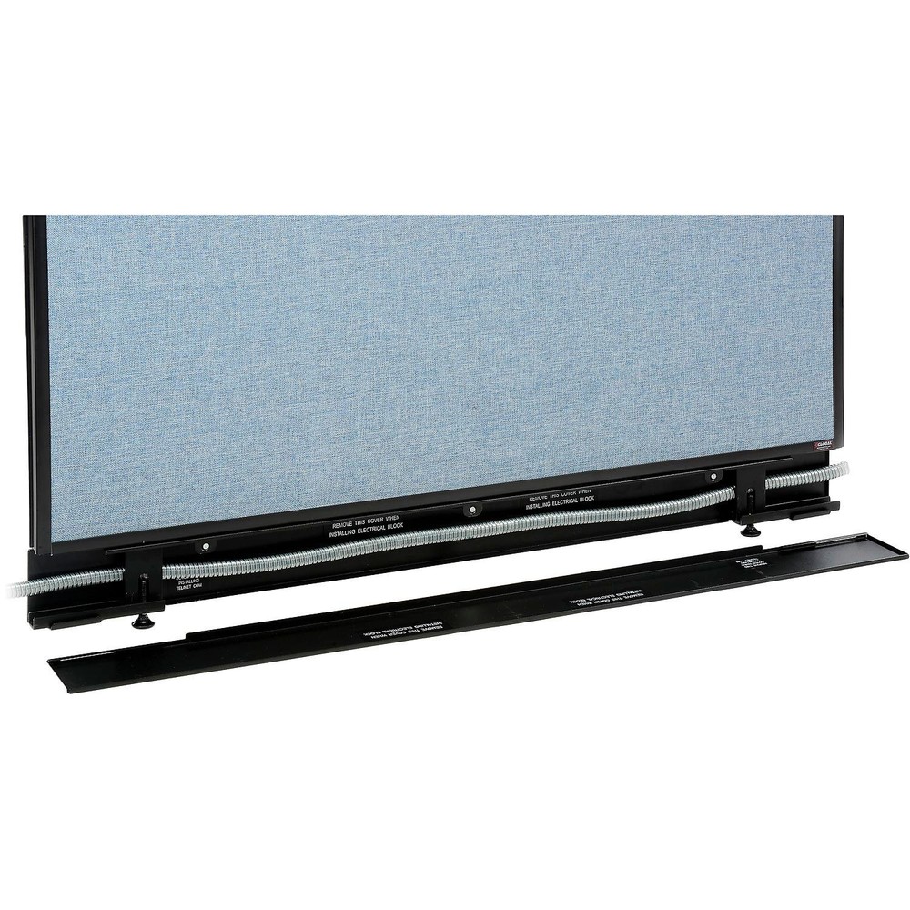36-1/4"W x 64"H Office Partition Panel with Partial Window Pass-Thru Cable Blue