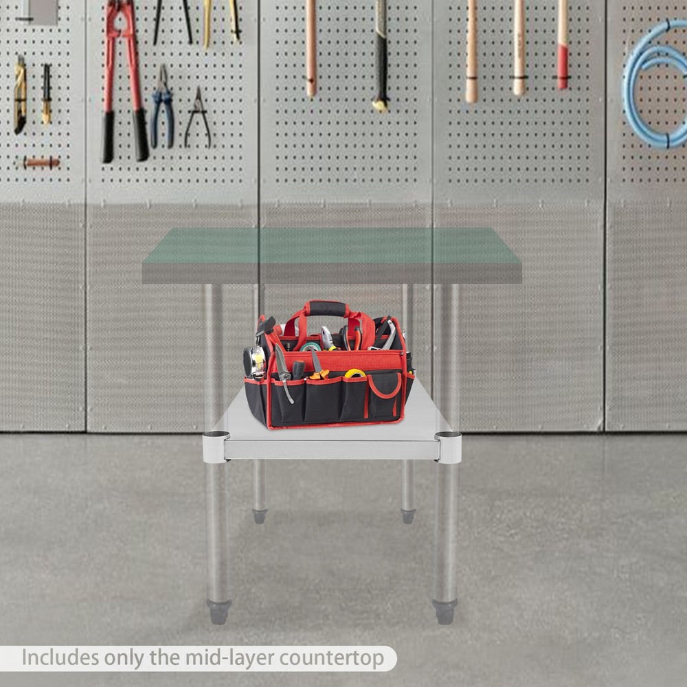 Stainless Steel Rectangular Shelf for Work Table, Adjustable 220 lbs Capacity