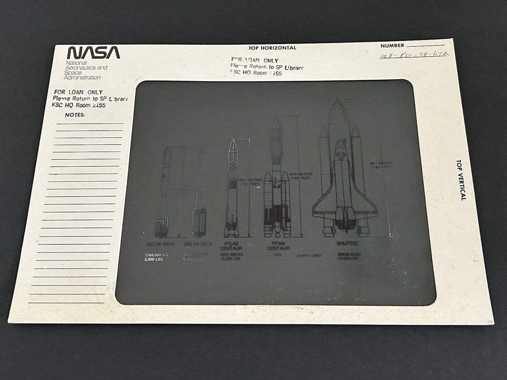 1978 NASA KSC Shuttle Space Rocket Booster Size Presentation Transparency-672