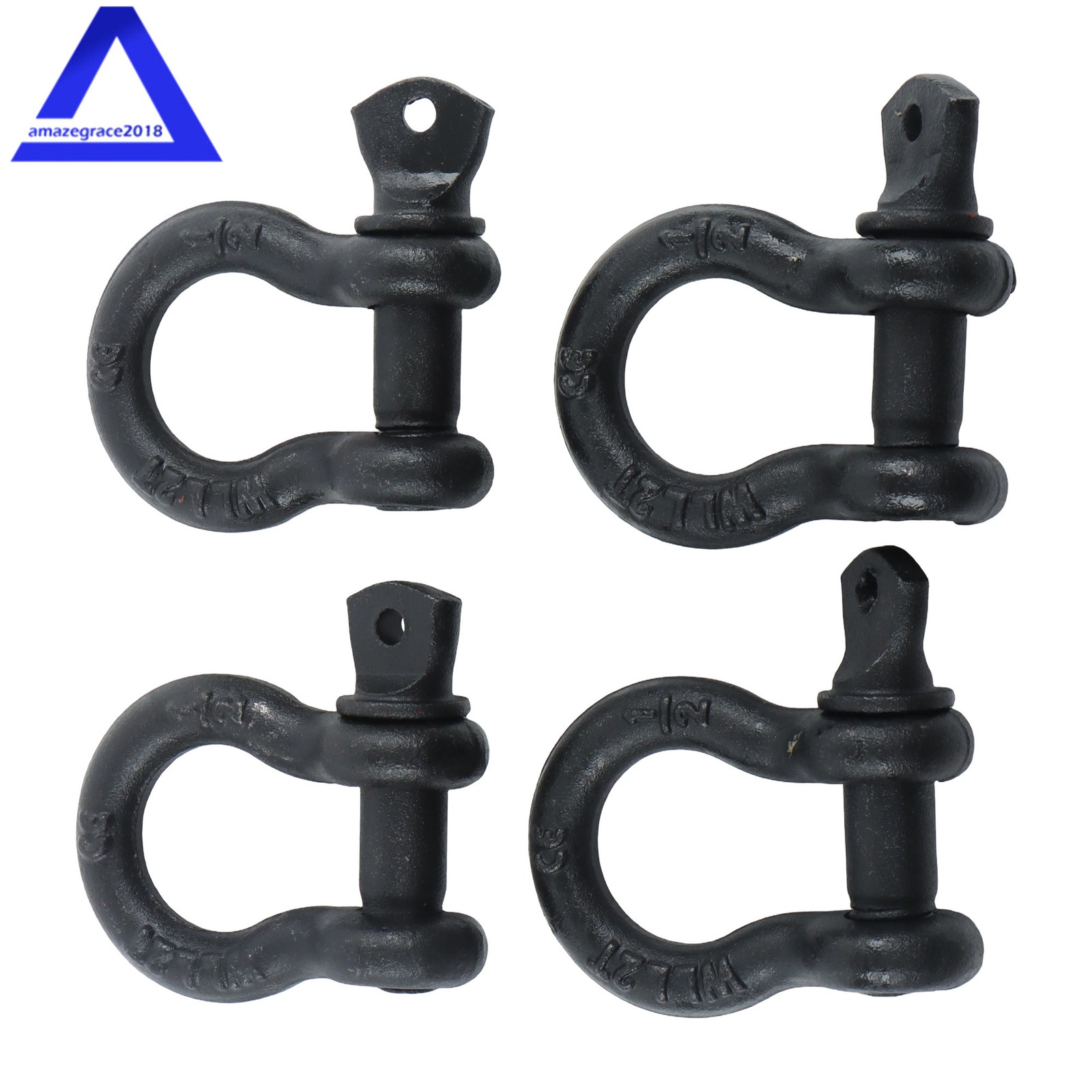 4 Pcs 1/2'' D Ring Anchor Shackles Galvanized Screw Pin Clevis Shackle WLL 2T