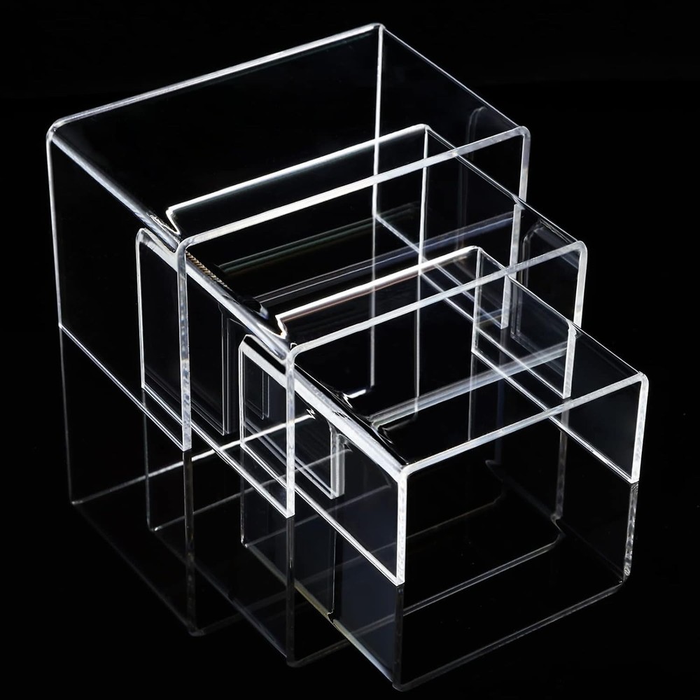 Acrylic Display Riser Set - 2 Elegant Sets with 3 Size Options for Showcases