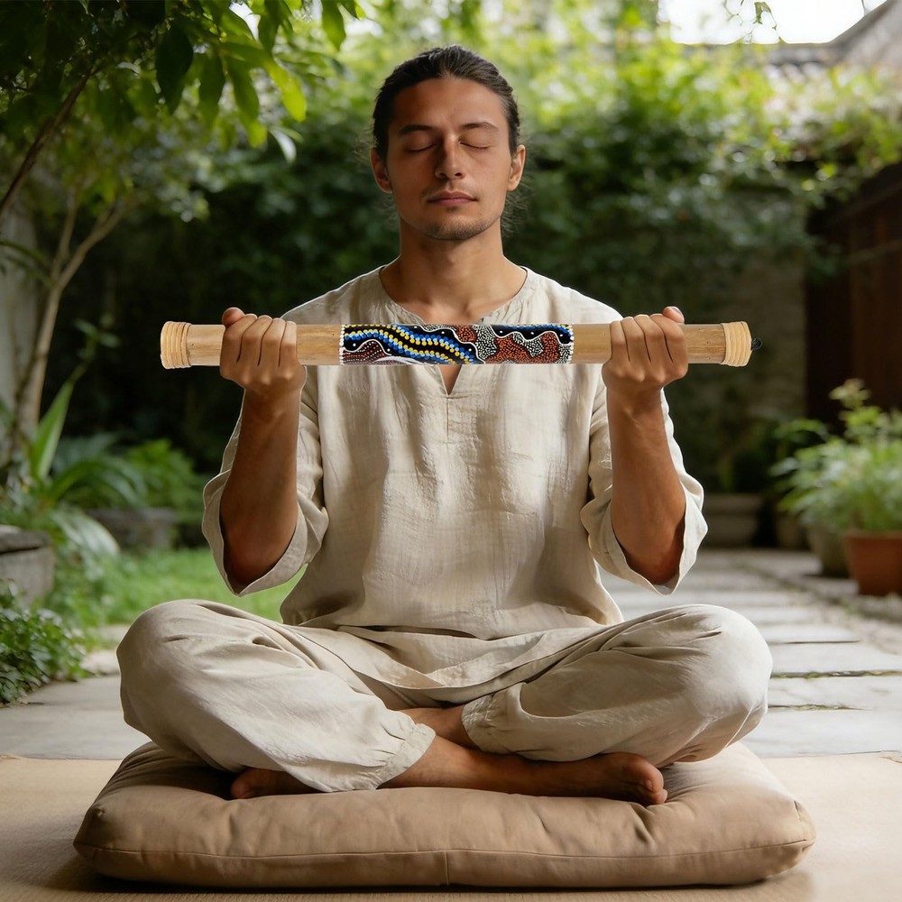 Medium 24" Bamboo Rainstick, Handcrafted & Painted Rain Maker, Rain Stick for...