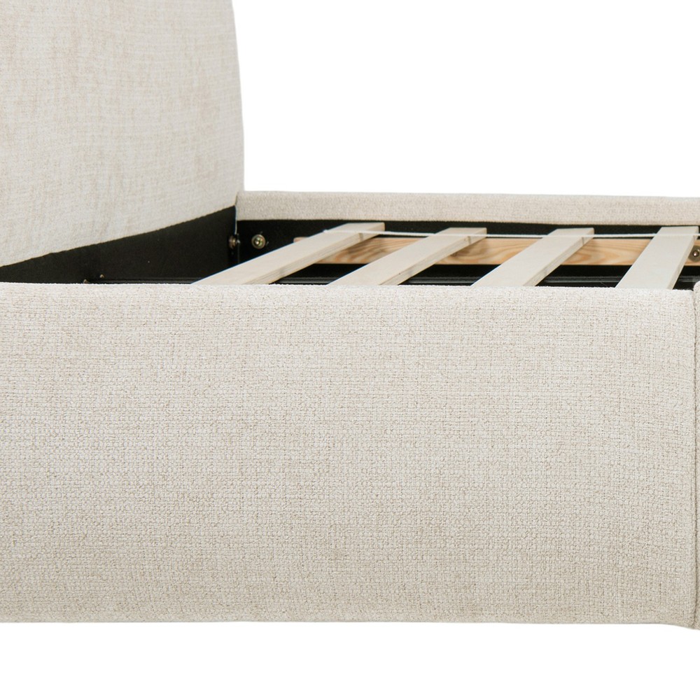 Queen Upholstered Bed Frame with Puffy Arch Headboard, Beige