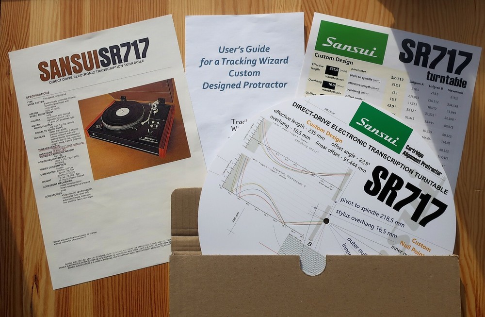 Sansui SR-717 Custom Designed Tonearm Cartridge Stylus Alignment Protractor