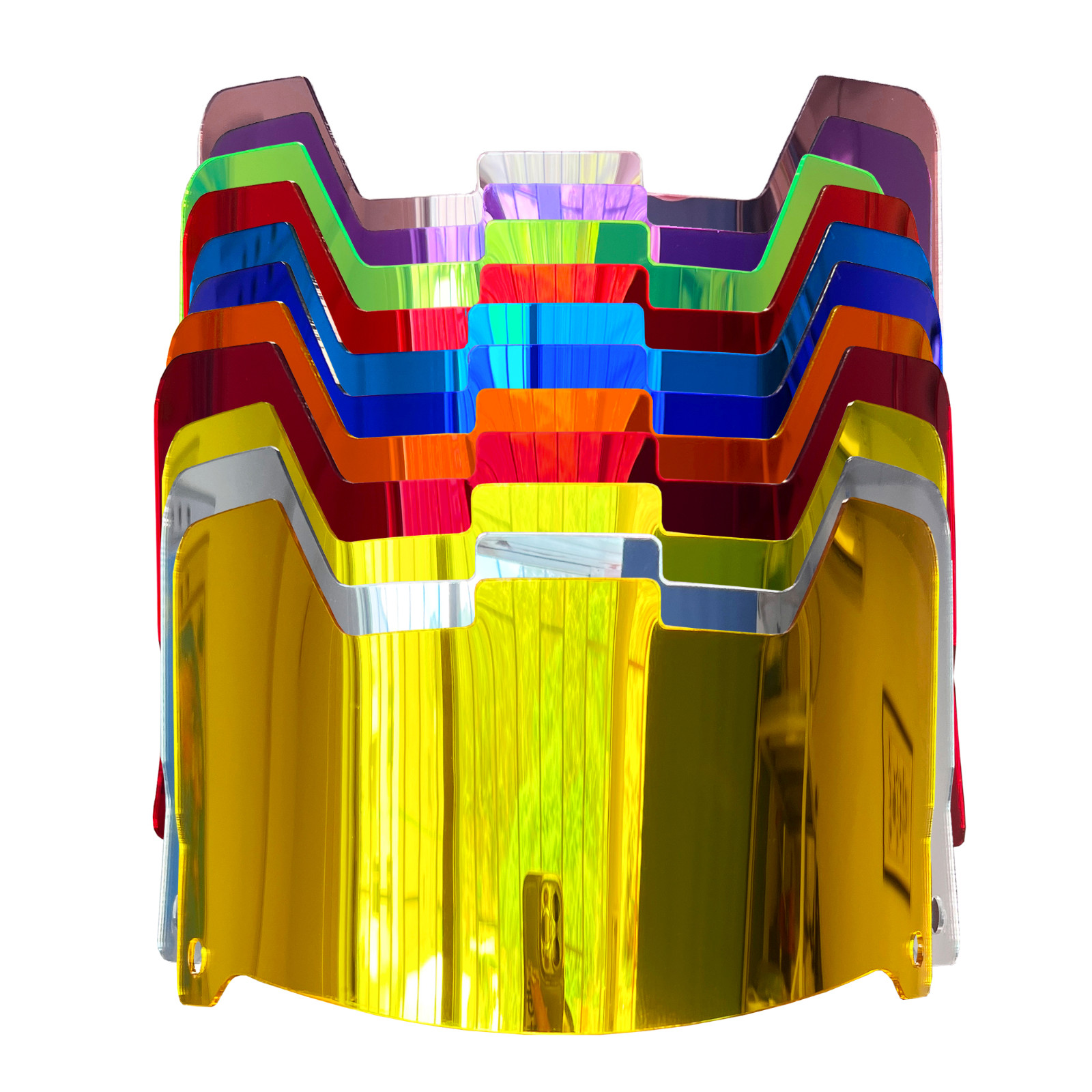 CHROME MIRRORED Full Size Football Visors with Clips FOR DISPLAY PURPOSES ONLY