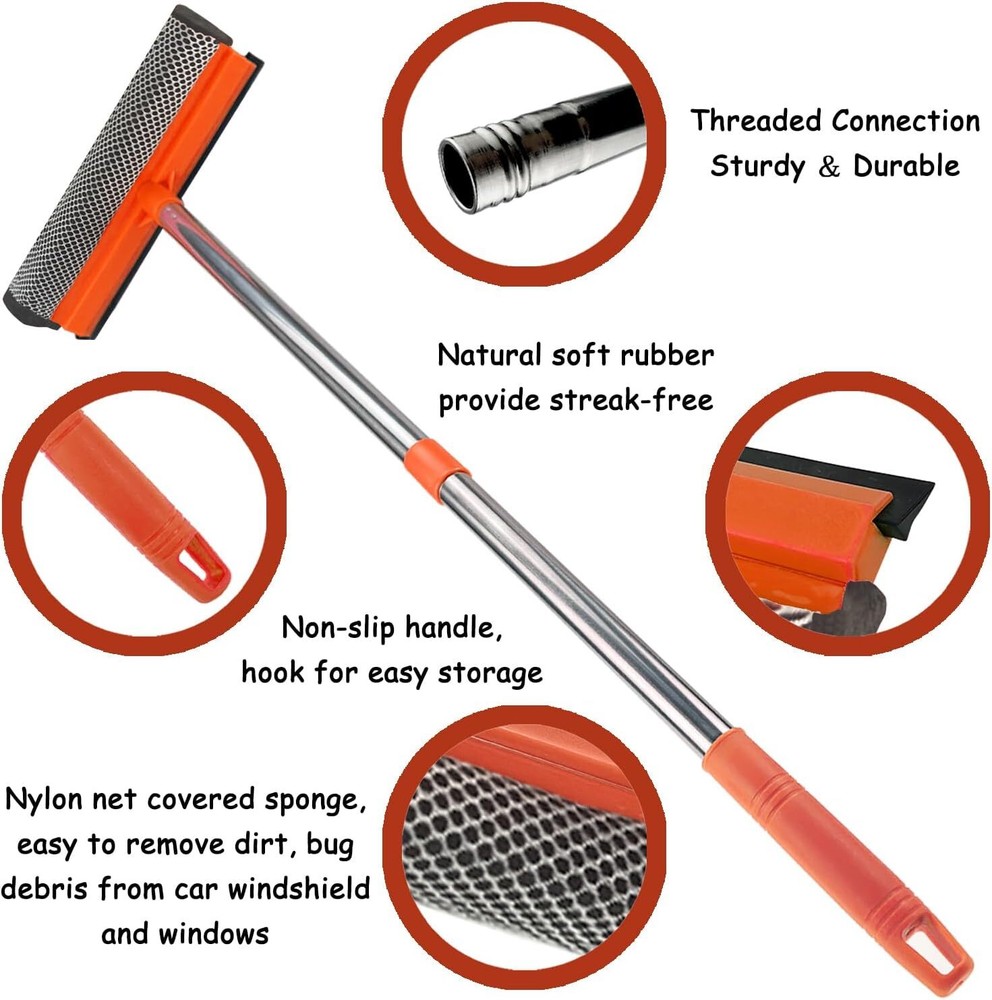 Window Squeegee Cleaner Tool Extension Pole 58" Telescopic Washing Equipment