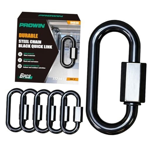6PCS M8 Quick Link, 3 Inch Black Coated Steel Chain Connectors, 772 M8-6pcs