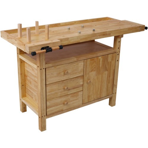 Wood Workbench for Garage Workshop Woodworkers Tool Storage with Drawer Chest