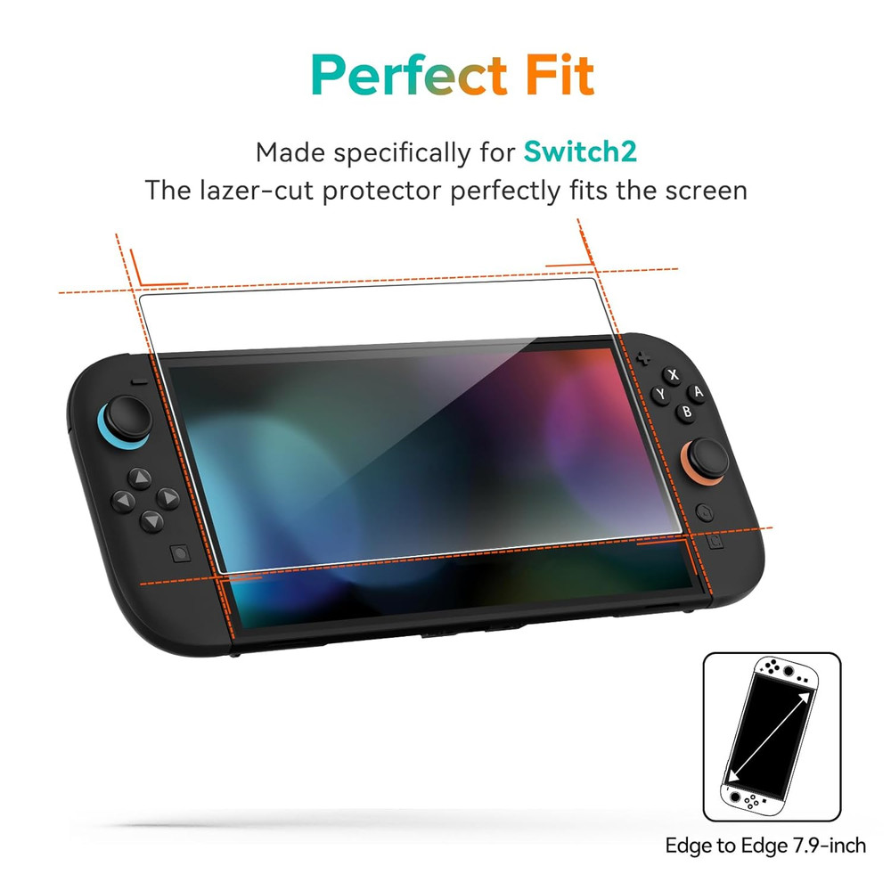 ivoler 3-Pack Tempered Glass Screen Protector for Switch 2 (2025) 7.9” HD Clear