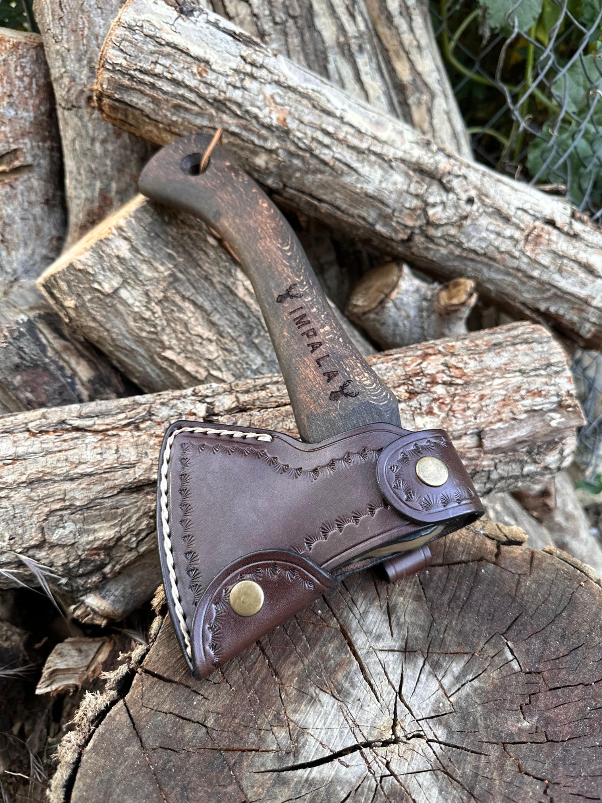 Small Forest Axe with Leather Sheath, Forged Hatchet, HandForged Outdoor Tool