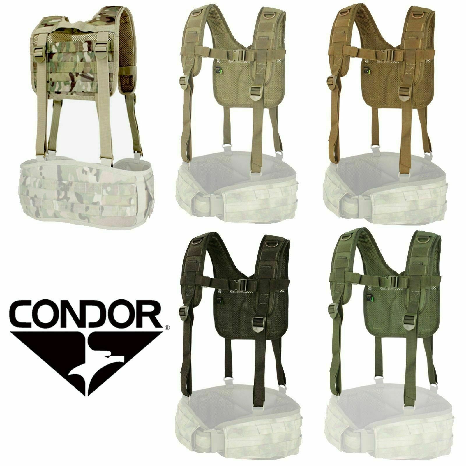 Condor 215 H-Harness Modular MOLLE Suspenders Kit for Tactical Belt Systems