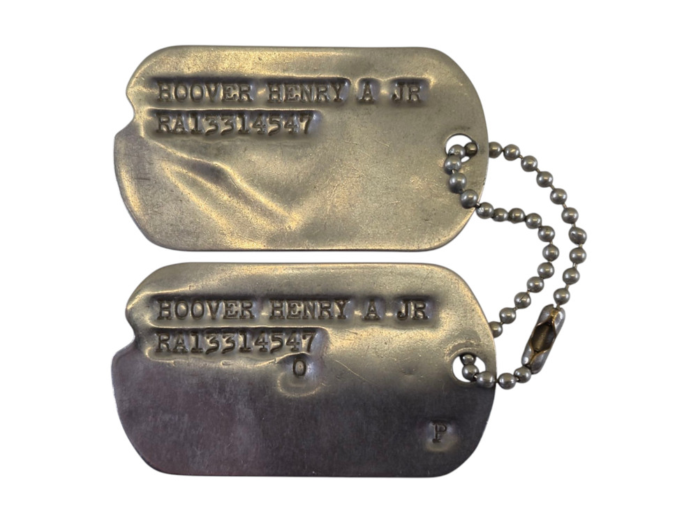 Vintage WWII World War 2 Single Notch US Army Dog Tags Hoover Henry A JR Chain