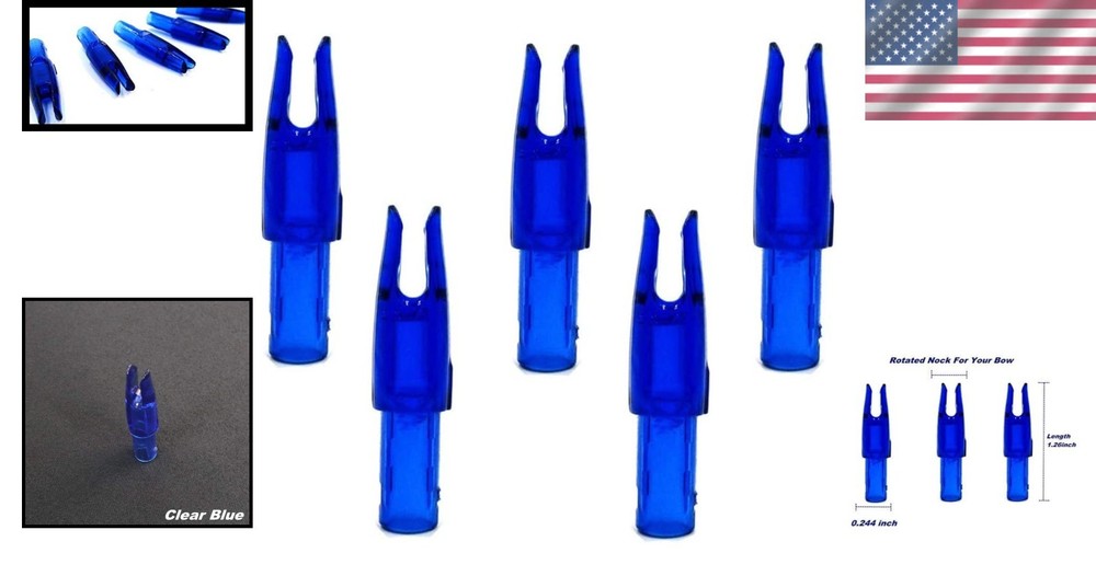 Durable 6.20mm Arrow Nocks | Clear Blue Inserts for Easy Installation - 60 Count