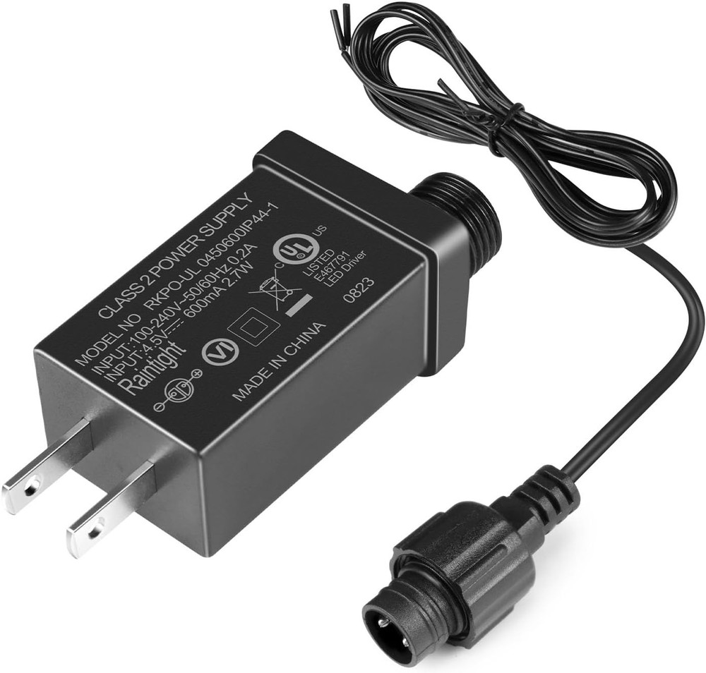 4.5V 0.6A LED Class 2 Power Adapter, 2.7W Transformer Replacement Black
