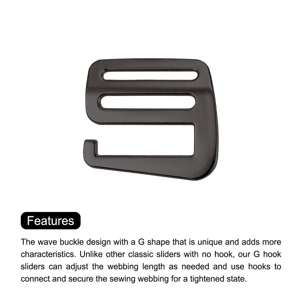 1.26" Webbing Release G Hook Buckle Adjuster for Backpack Strap, 2Pcs Dark Grey