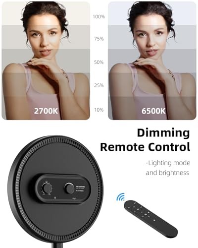 Large Ring Light with 72" Tripod Stand, 6500K Full-Screen Selfie Ring Light