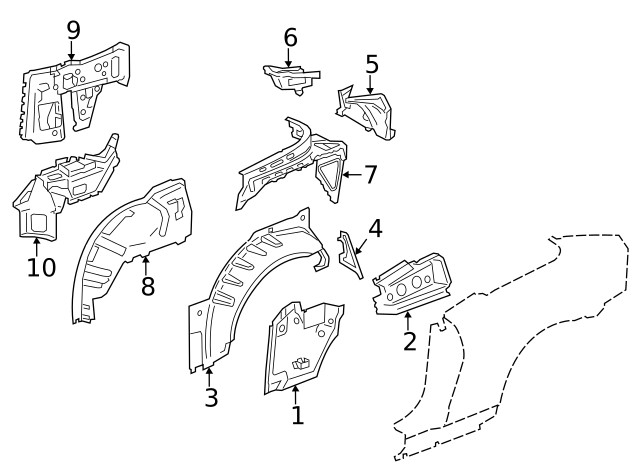 Genuine GM Passenger Side Quarter Upper Inner Panel 22822179
