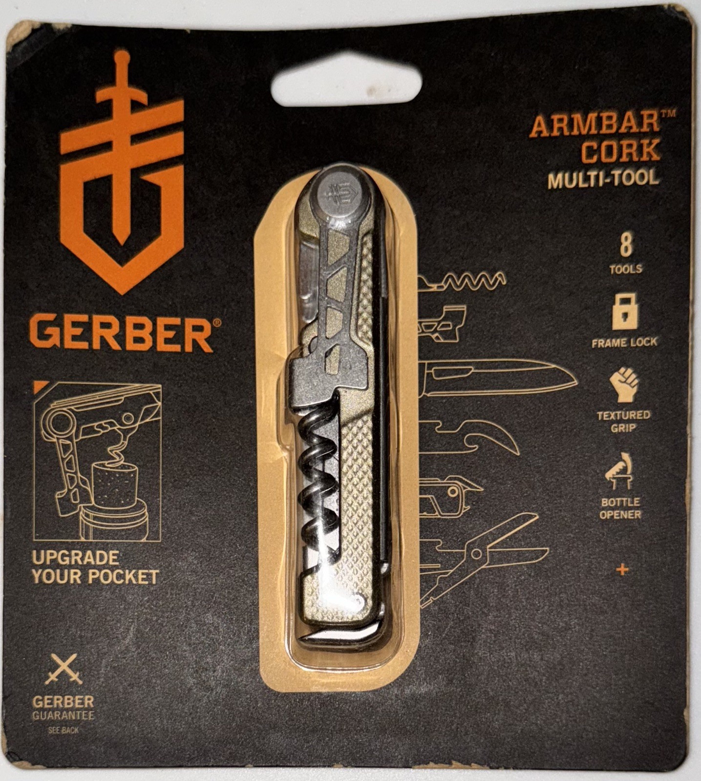 Gerber Armbar Corkscrew Bottle Opener Pry Bar Sciccors Folding Multi Tool Knife