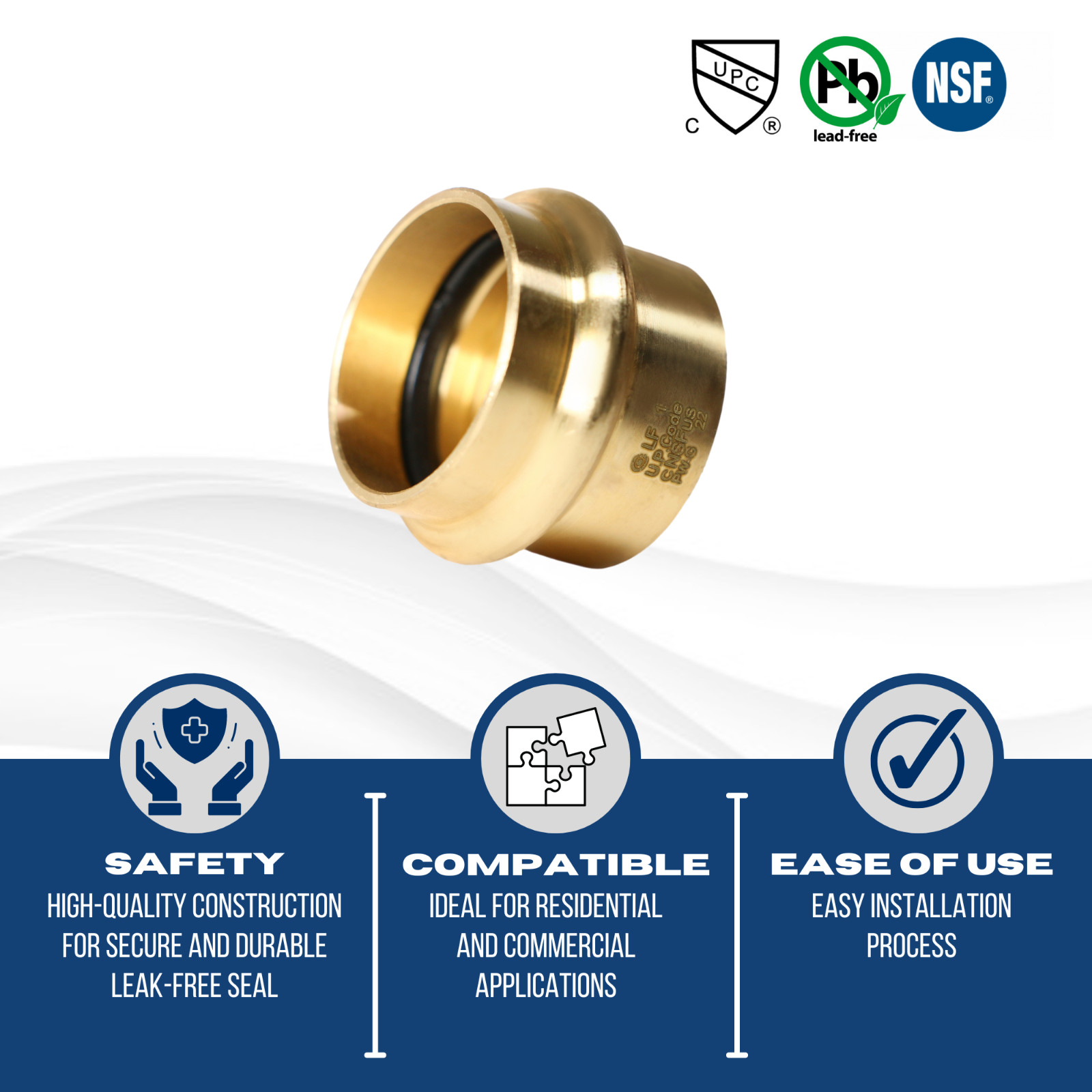 10 Pack XFITTING 1" Press Plug, Lead Free Brass, ProPress