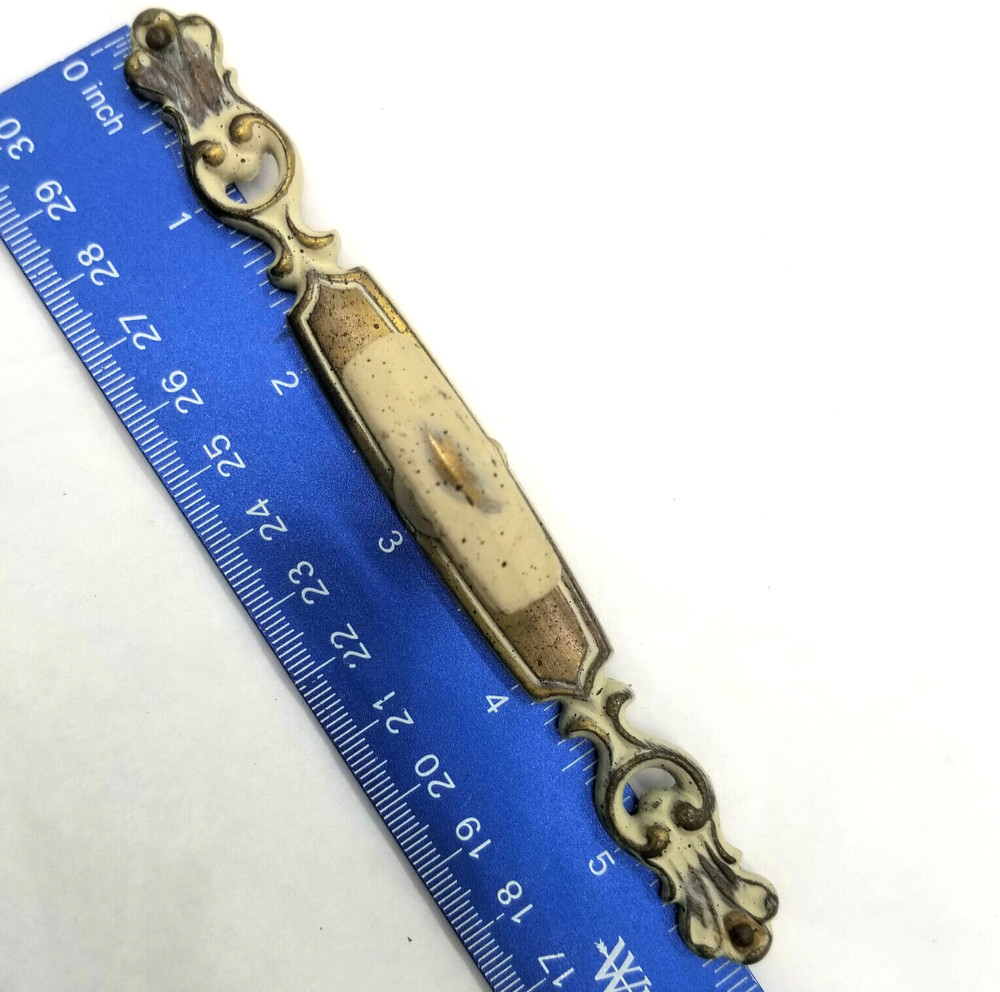 Vtg Brass Door Hardware Lot Hinges Pull Complete & Incomplete Painted Salvage