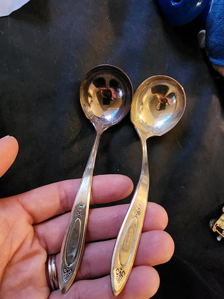 2x Antique Community Plate ADAM Pattern Gravy Ladles; 6"