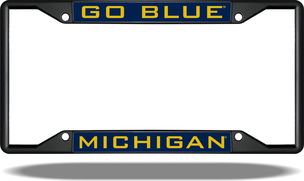 Michigan GO BLUE Black License Plate Frame
