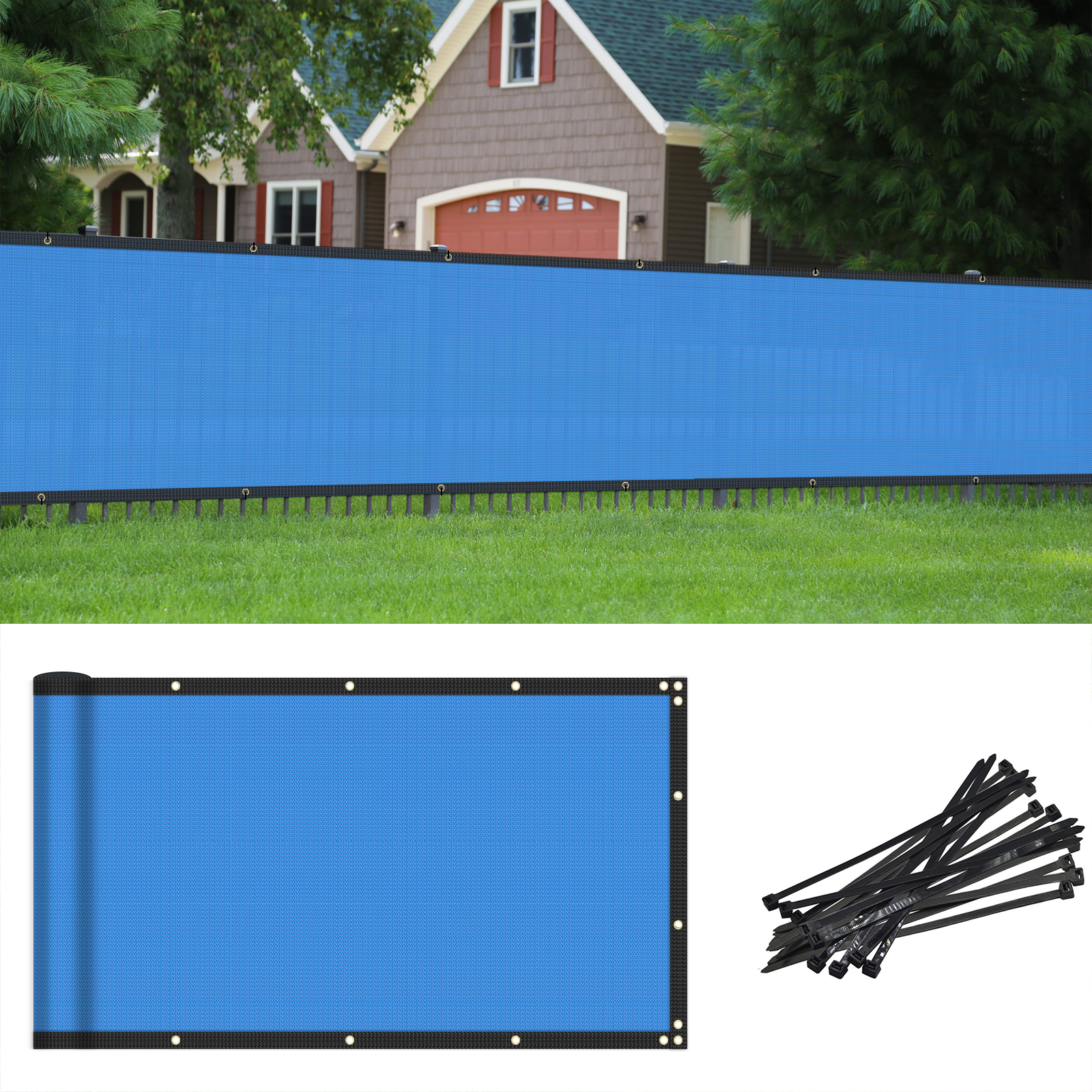 4' 5' 6' 8' Privacy Fence Screen Garden Windscreen Heavy Duty Shade Cover Blue