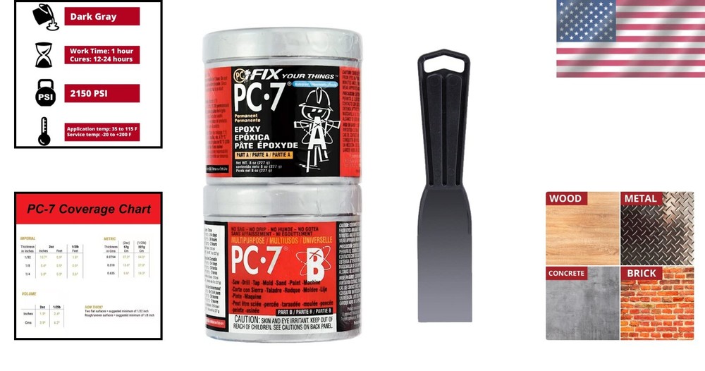 Charcoal Gray PC-7 Epoxy Paste with Applicator: Bond, Seal, and Fill Effectively