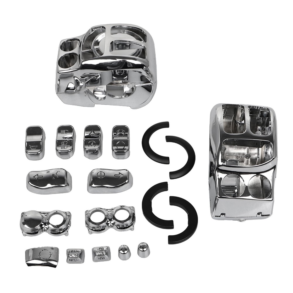 Chrome Handlebar Control Switch Housing Cap Button For Harley Road King 2014-23