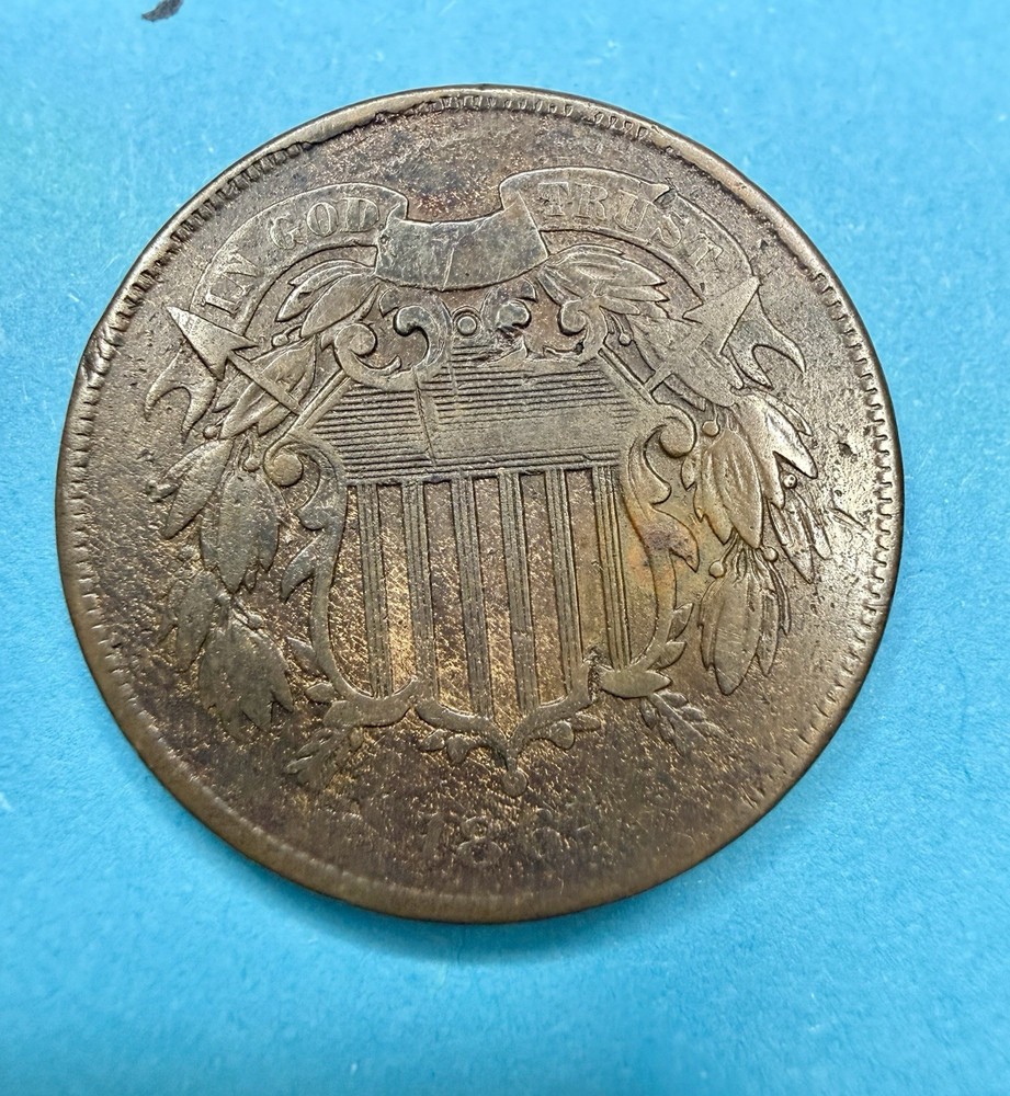 1864 US Two Cent Copper Coin Historic Issue