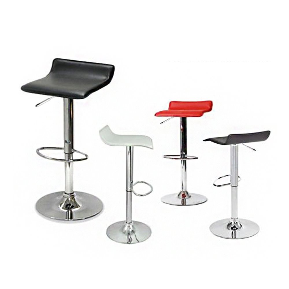 PU Leather Swivel Hydraulic Bar Stool, Set of 2, White