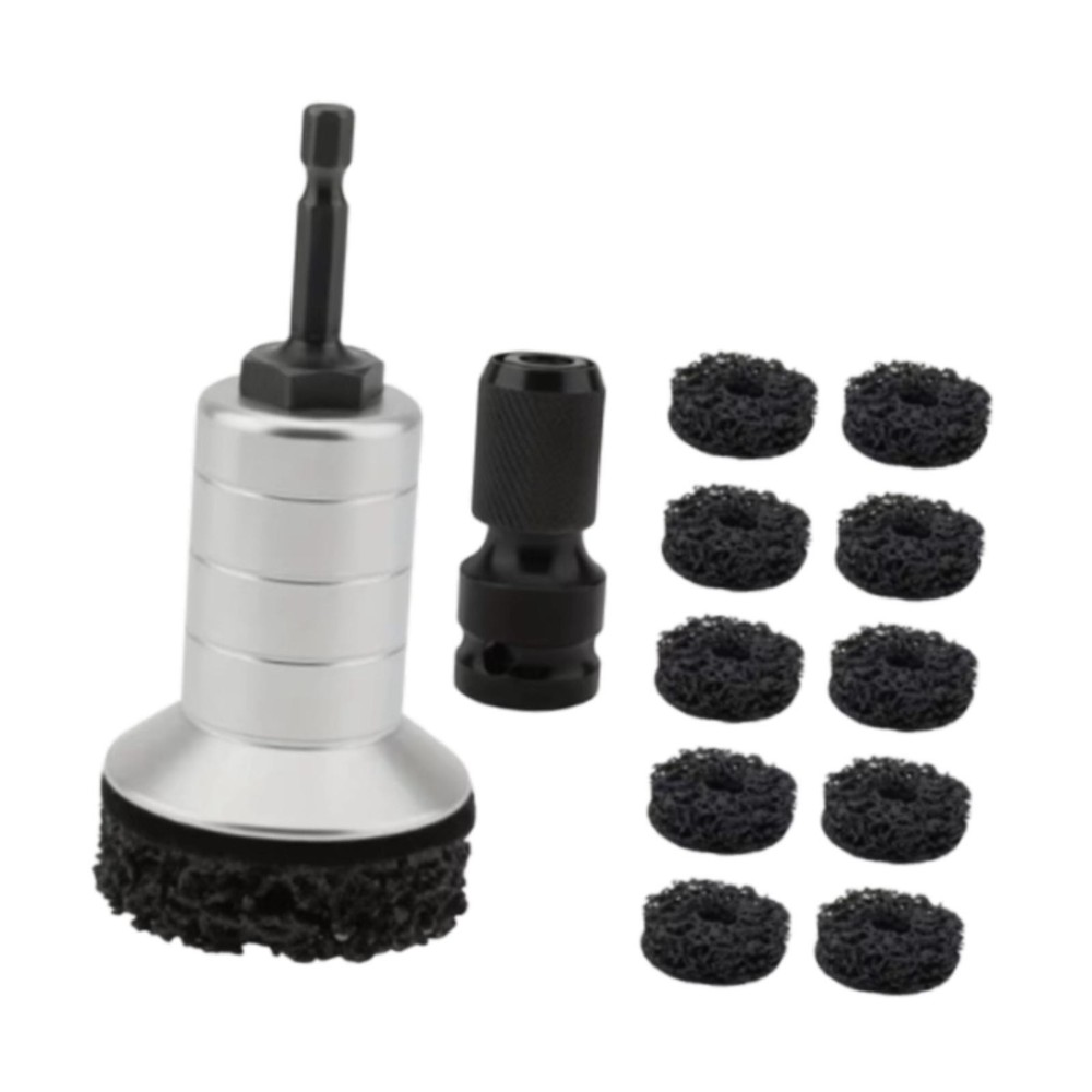Wheel Hub Cleaning Kit Includes 10 Pads, Holder and Adapter Stud Rust Removal