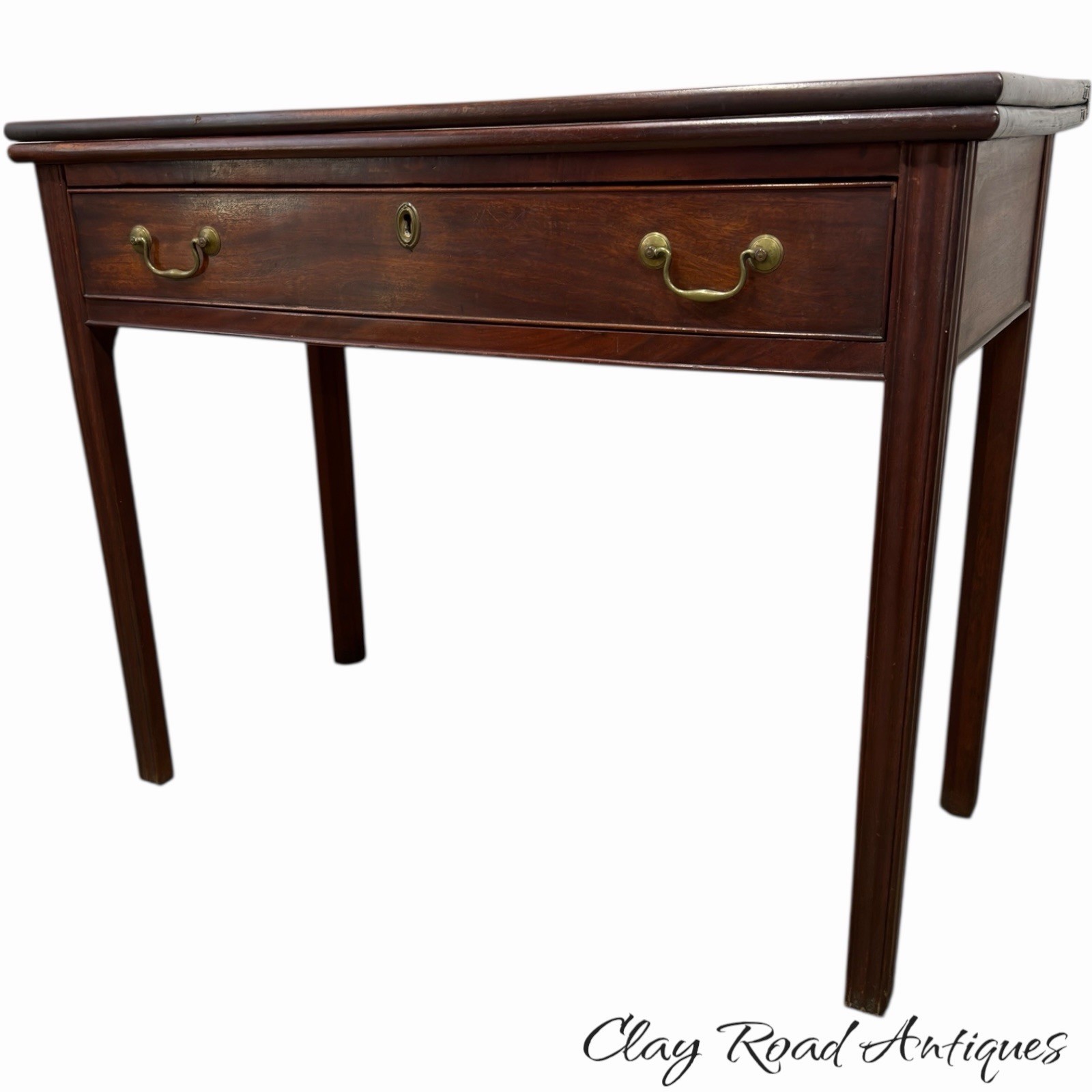 Antique PA chippendale 18th mahogany hall console card game table stand 1780