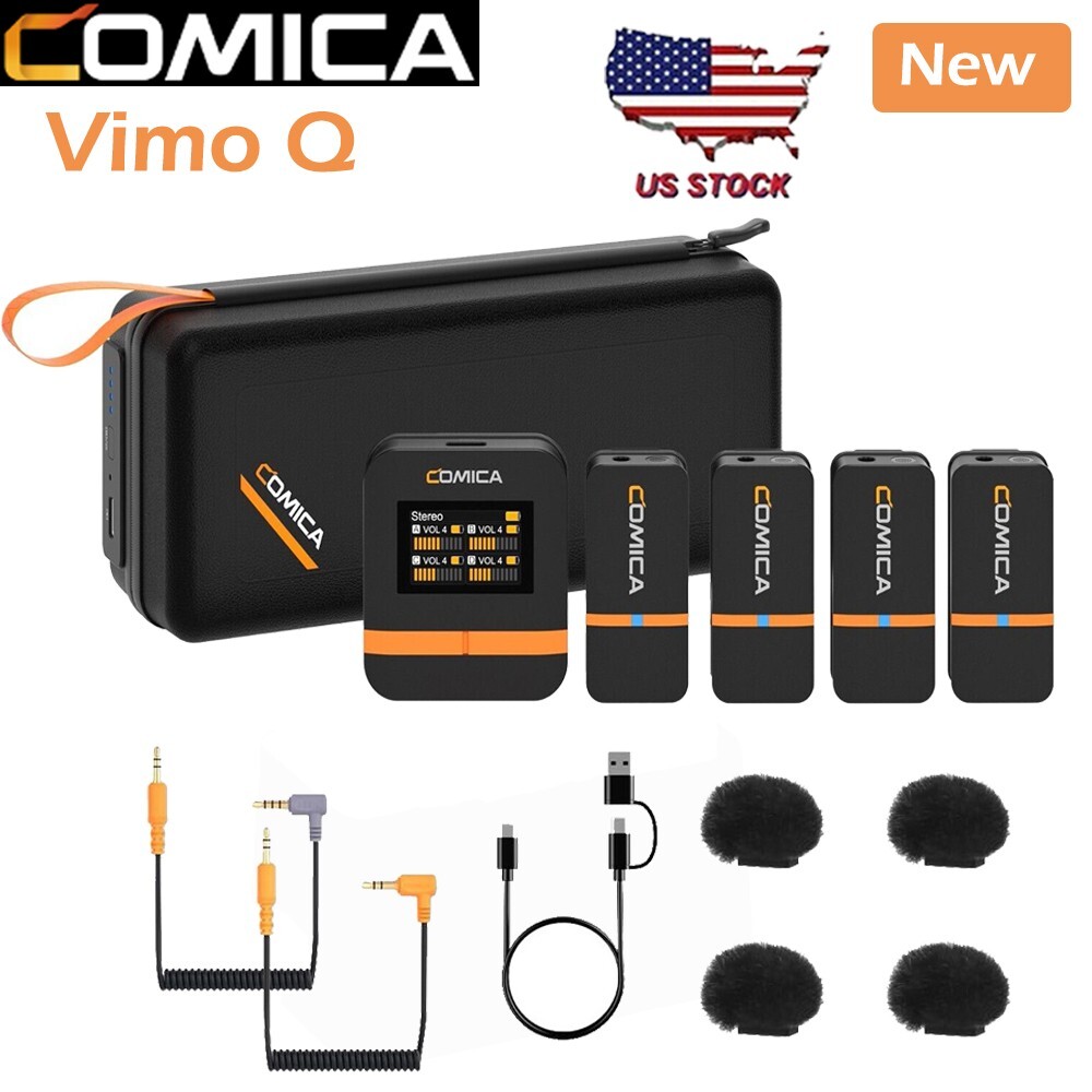 COMICA Vimo Q 4-Channel Wirelss Lavalier Microphone Charging Box 4*Transmitter