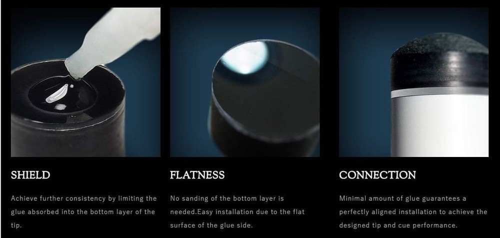 Clear Layer Medium Black Cue Tip with Tiger Glue - Precision and Performance