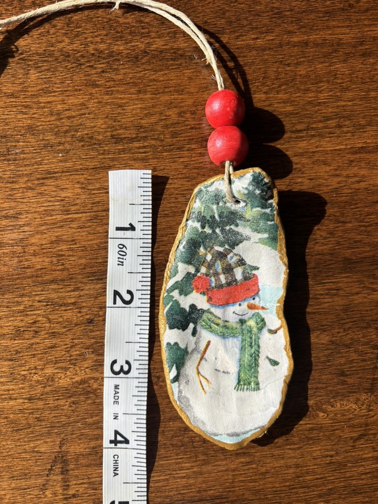 Snowman Oyster Shell Ornament