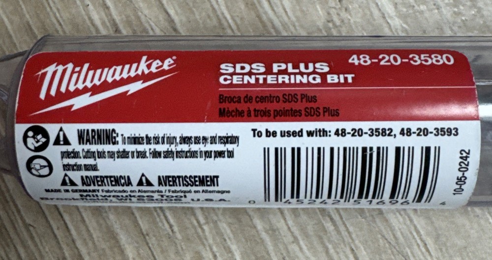 Milwaukee 48-20-3580 SDS Plus Core Centering Bit